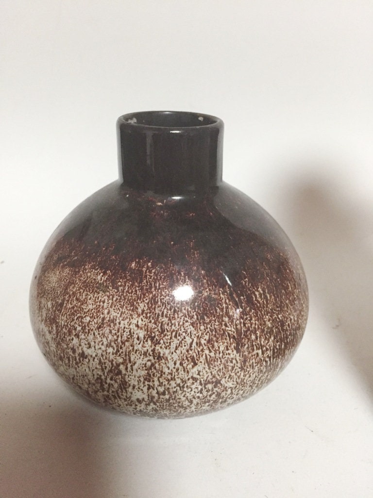 Scheurich陶器の花瓶WGP 414-16と球形の花瓶セット、白、茶、ピンクの
