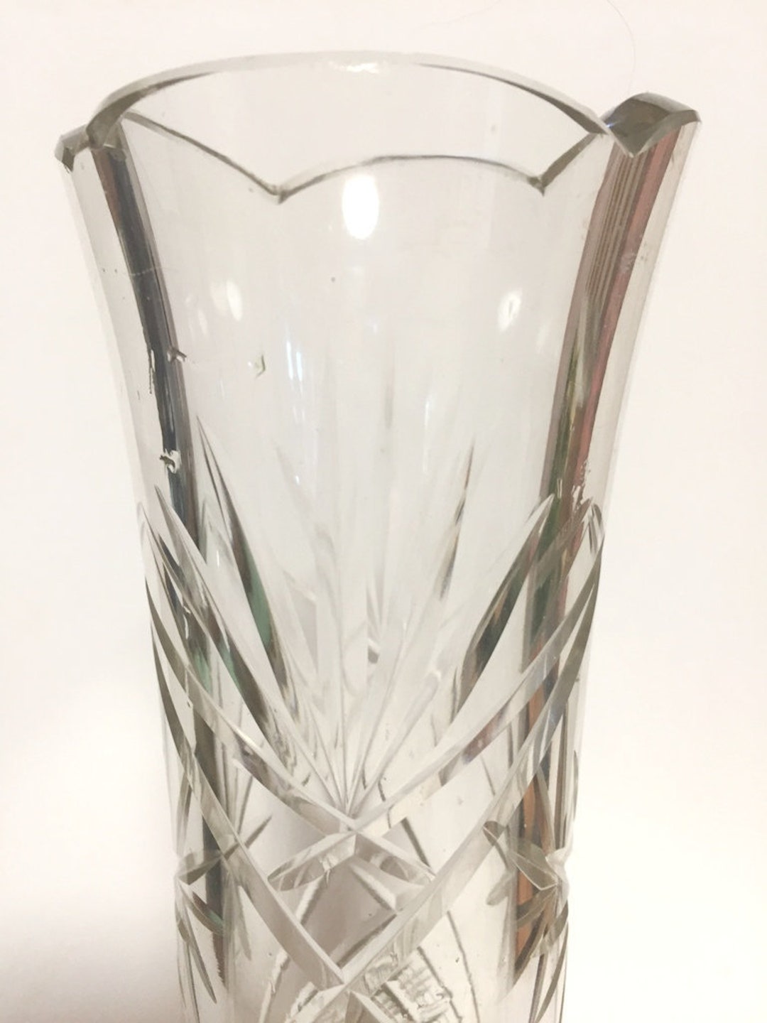 ボヘミアクリスタル 花瓶 星型カットデザイン ボヘミアクリスタル 花瓶 星型カットデザイン