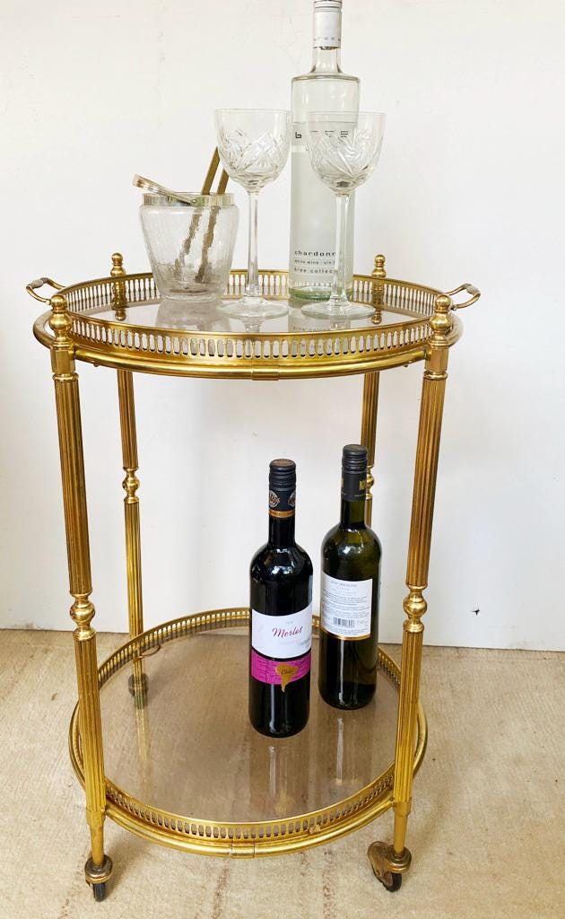 ヴィンテージバーカートトレイ取り外し可能新古典主義スタイルの