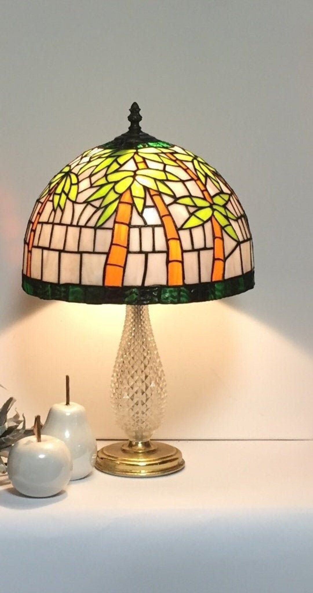 Tiffany Table Lamp Palm Trees XL Handmade Shade Unique - Etsy Ireland
