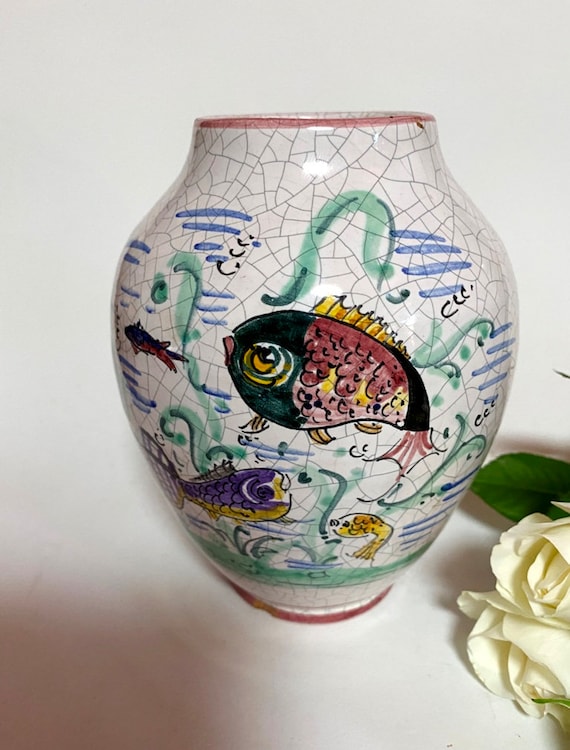 魚の絵柄 陶器製 花瓶 魚の絵柄 陶器製 花瓶 【公式通販】