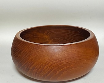 Handmade teak bowl round teak bowl nuts storage bowl real teak wood beautiful grain Danish design 1960-70s