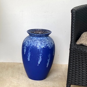 Blue Lava Floor Vase Blue Ceramic Floor Vase Fat Lava White Planet Rain ...