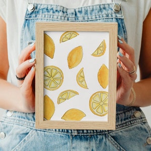 Citroenprint, citrus keukenmuurkunst, citroenkunstprint, citruskunstprint keukenkunst, fruitliefhebbers kunstprint, eetkamerkunst, fruitschilderij