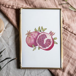 Pomegranate art print | fruit wall art | kitchen art print | kitchen housewarming | dining room decor | fruit illustration | kitchen decor