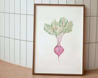 Beet Art Print, Farmhouse Kitchen Wall Art, Vegetable Dining Room Wall Decor, Foodie Kitchen Print