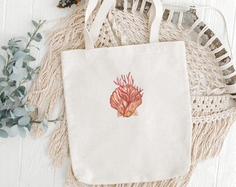 Seashell Canvas Tote Bag, Scallop Beach Tote, Coastal Cotton Tote, Beach Lover Bag