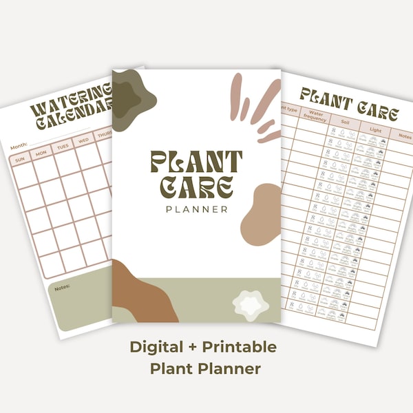 Plant care guide, plant planner, houseplant log, printable plant care, instant download plant chart, watering schedule, plant lovers guide