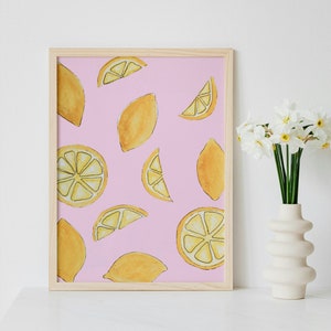 Citrus citroen kunst print, citroen keuken kunst aan de muur, citrus muur kunst fruit kunst, citrus kunst print maximalistische keuken kunst, fruitliefhebbers kunst print