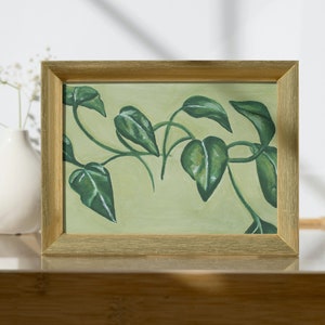 Pothos Plant Art Print, Green Leaf Wall Decor, Gouache Botanical Painting, Plant Lover Gift, Earthy Housewarming Decor, Gardener Wall Art