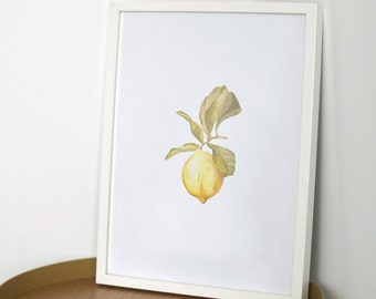 Lemon Gouache Painting: Trendy Kitchen Wall Art (Digital Download)