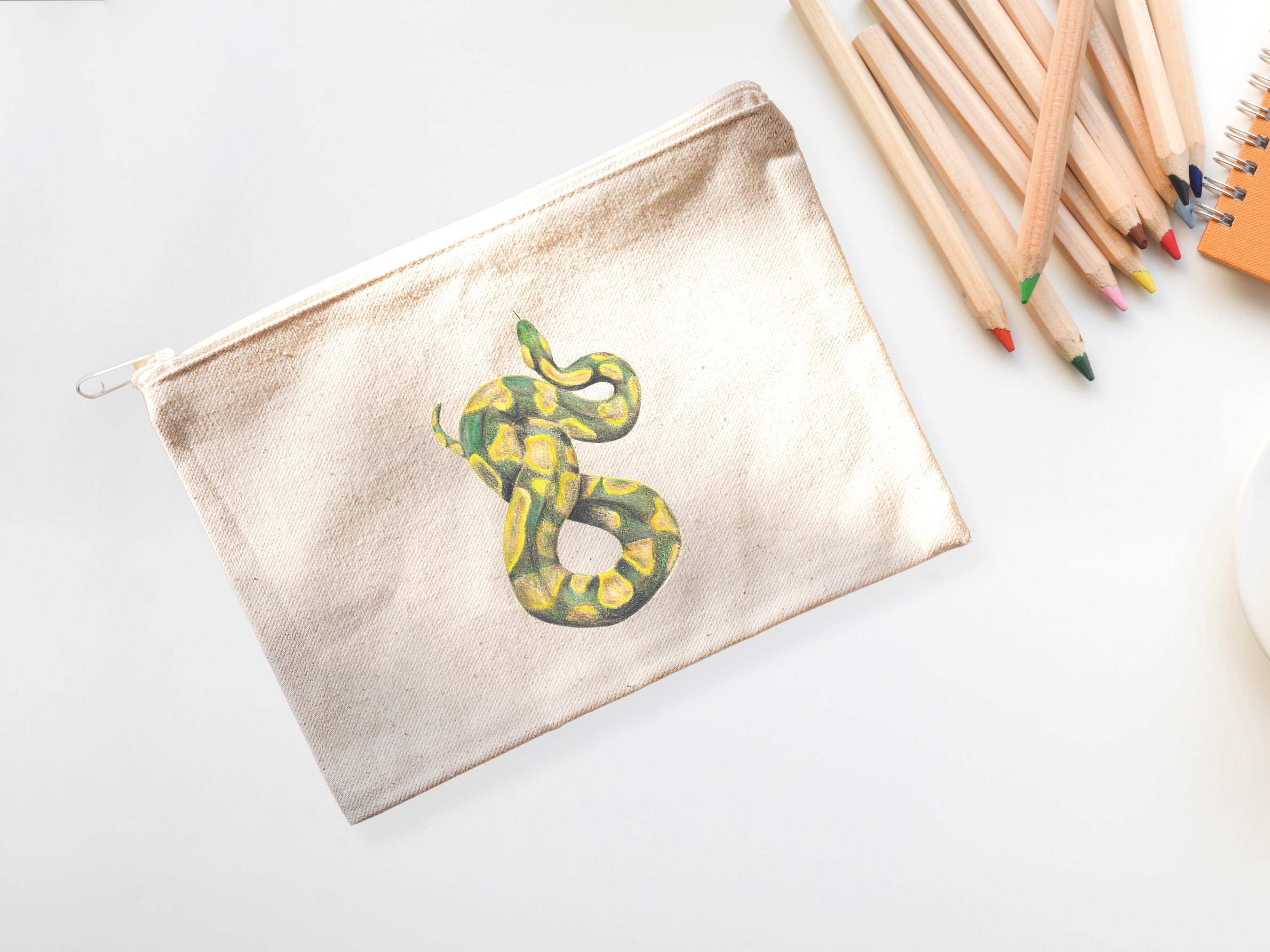 Snake Accessory Zipper Pouch, Trendy Snake Cosmetic Bag, Edgy 