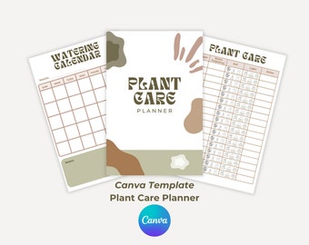 Canva Plant Care Planner Template, watering calendar, plant tracker, editable plant tracker, customizable plant planner, houseplant calendar