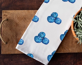 Blueberry kitchen towel, fruit tea towel, cotton twill towel, cute dish towel, trendy kitchen towel, fruit kitchen decor, cute kitchen towel