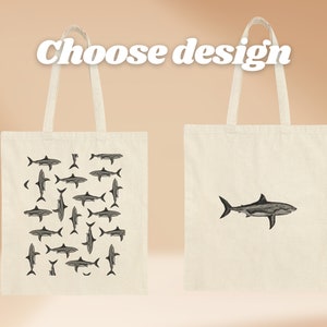 Shark Canvas Tote Bag beach bag canvas tote pool bag book bag grocery shopping bag summer tote canvas bag sustainable image 3