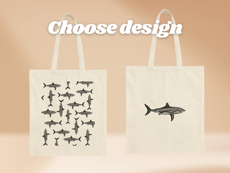 Shark Canvas Tote Bag beach bag canvas tote pool bag book bag grocery shopping bag summer tote canvas bag sustainable image 3