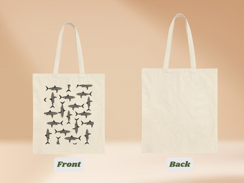 Shark Canvas Tote Bag beach bag canvas tote pool bag book bag grocery shopping bag summer tote canvas bag sustainable image 5