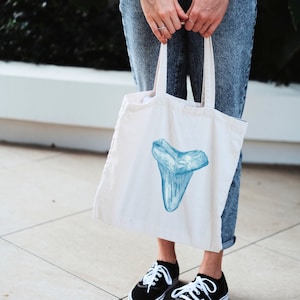 Shark Tote Bag sustainable tote bag beach tote bag summer shark tooth beach tote shoulder bag canvas bag cotton canvas tote ecofriendly gift