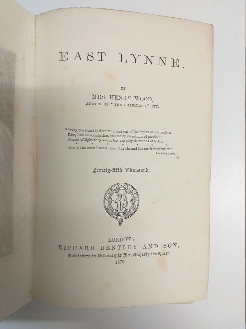 East Lynne by Mrs Henry Wood 1879 book rare. Loose pages. Etsy