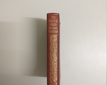 Le opere poetiche di Lord Tennyson, libro antico illustrato, Collins, piccola edizione rossa del 1900 circa.