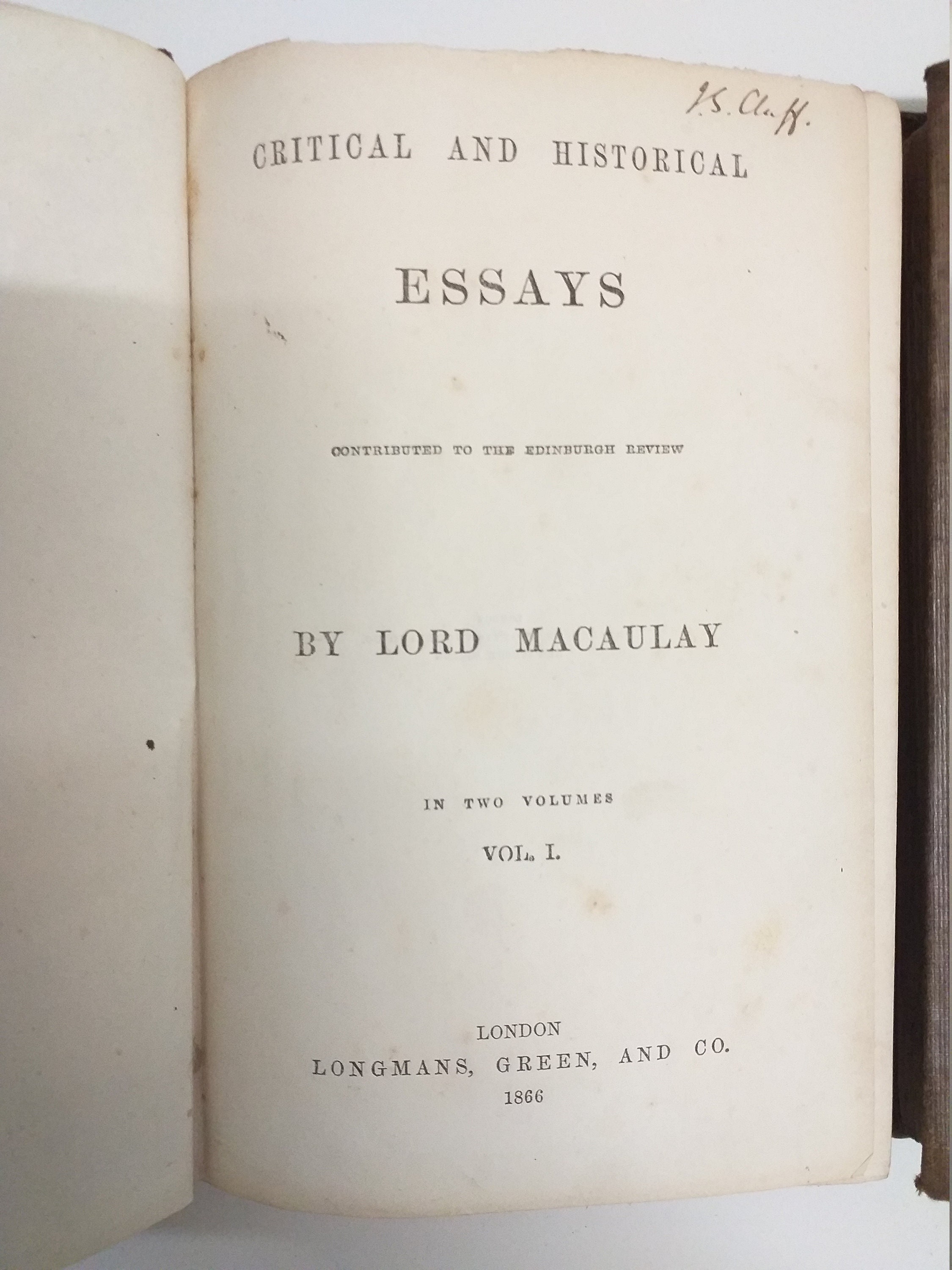 Critical and Historical Essays by Lord Macauley volumes 1 and Etsy