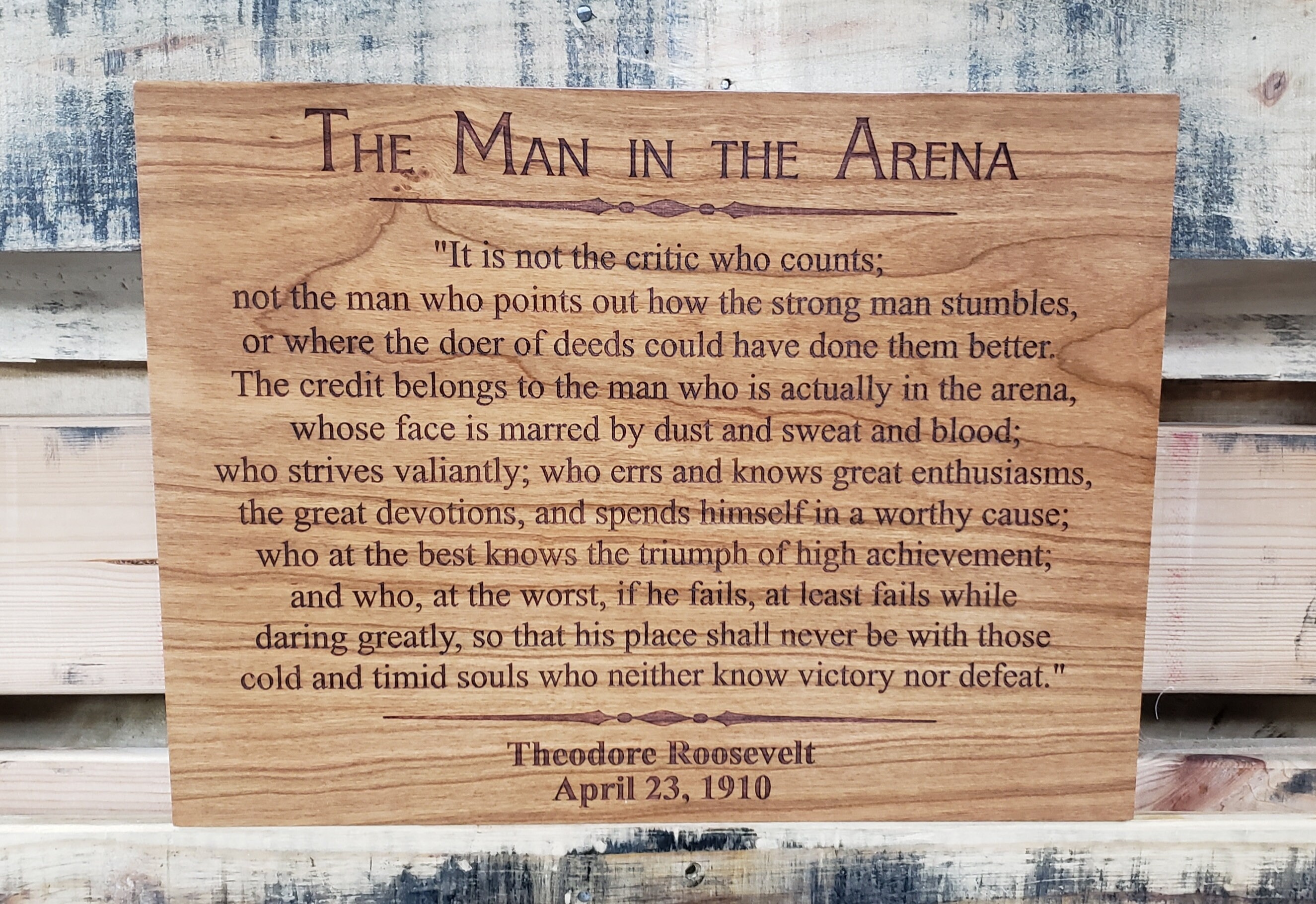 Man in the Arena Plaque - Etsy