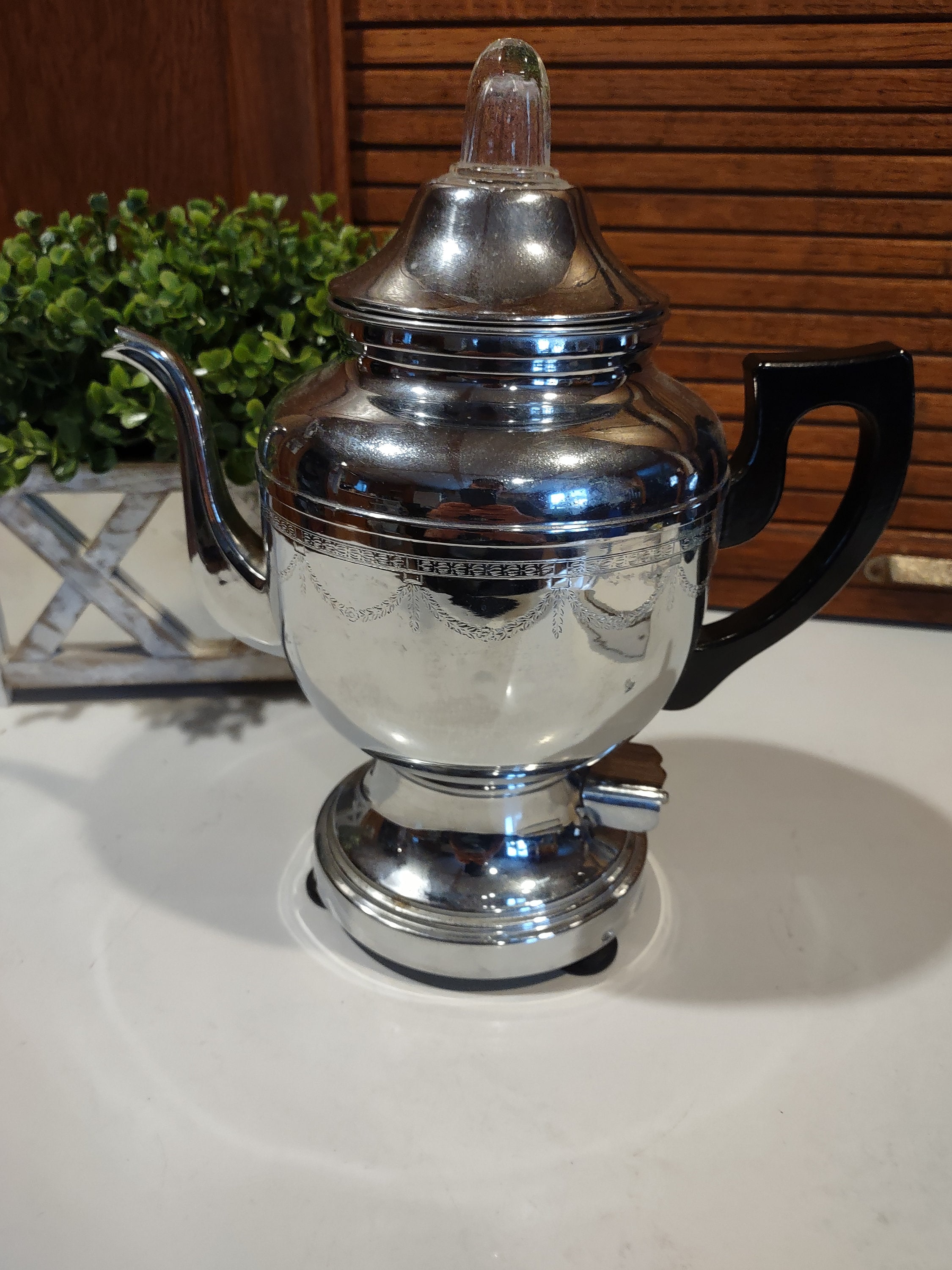 Vintage 1940s Art Deco Farberware Coffee Pot Percolator - no electric cord