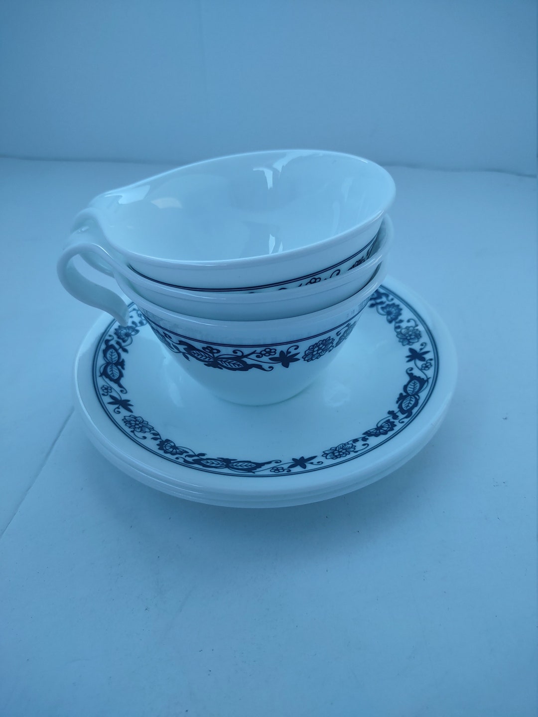 Vintage Pyrex Corelle Old Town Blue Onion Lot of 3 Cups and Etsy