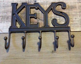 Cast iron keys key hook wall decor antique gold finish