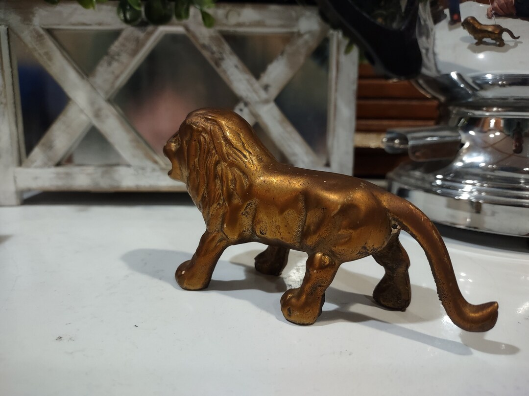 Vintage Solid Brass Lion Paperweight Figurine - Etsy