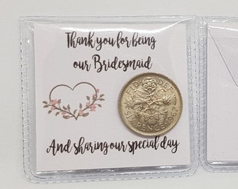 Lucky Sixpence Wedding Favour | Wedding Party Gifts | Wedding Thank you Gifts | Lots of Roles Available | Personalised Options Available