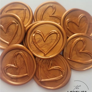 Handmade Self Adhesive Wax Seals - Pack of 10 - Heart | Be our Guest | Initial | Wedding Invitation Seals