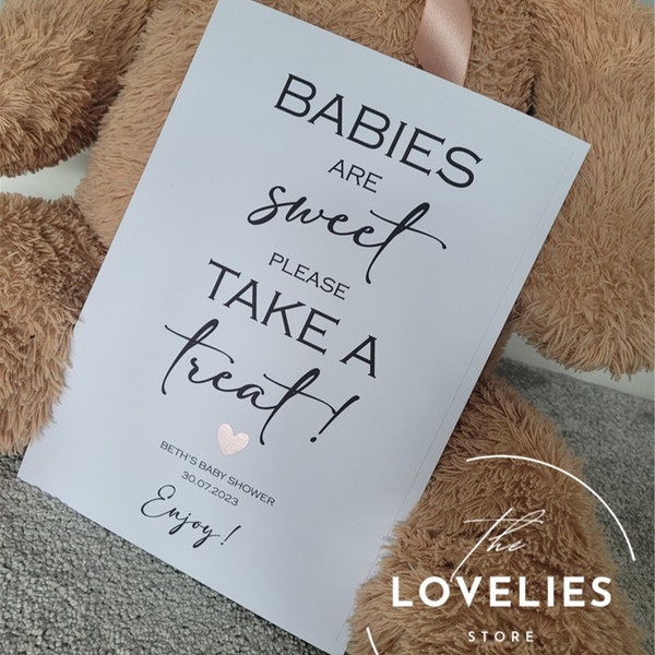 Les bébés sont doux, apportez une gâterie A4 - Baby Shower | Révéler le genre | Bébé garçon | Petite fille | Cadeaux pour baby shower | Révéler des faveurs