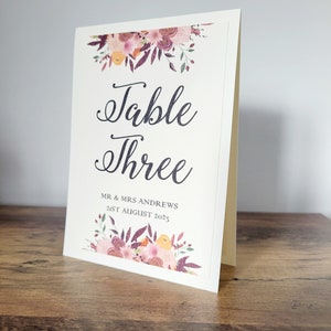 Personalised Wedding Table Number Tent Cards Autumn Design - Etsy UK