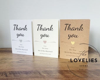 Personalised Wedding Thank you Cards with Envelopes (Pack of 10) | Heart | Eucalyptus | Autumn | Matching Wedding Stationery