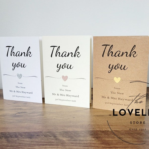 Gepersonaliseerde bedankkaarten voor bruiloften met enveloppen (pak van 10) | Hart | Eucalyptus | Herfst | Bijpassende bruiloftskantoorbehoeften