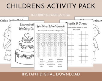 Children's Wedding Activity Sheets 14 x A4 Sheets - INSTANT DIGITAL DOWNLOAD | Games | Colouring | Children's Entertainment |