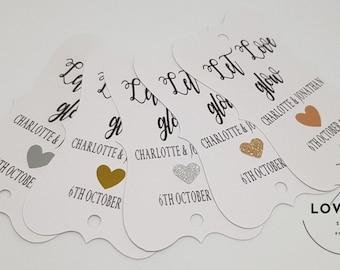 Personalised Let Love Glow Tags  | Sparkler Send Off | Let Love Glow | Favour Tags | Wedding Tags | Matching Wedding Stationery