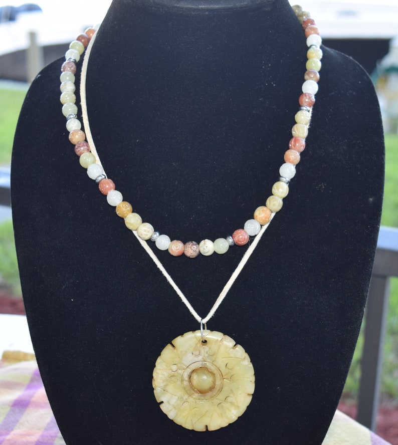 Agate Pendant Soapstone Necklace Beaded Necklace Modern Etsy