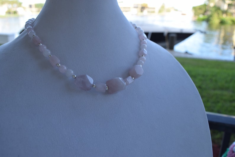 Beaded Necklace Crystal Healing Necklace Rose Quartz Sterling Silver Necklace Women/'s Necklace Modern Hippie Unconditional Love Jewelry