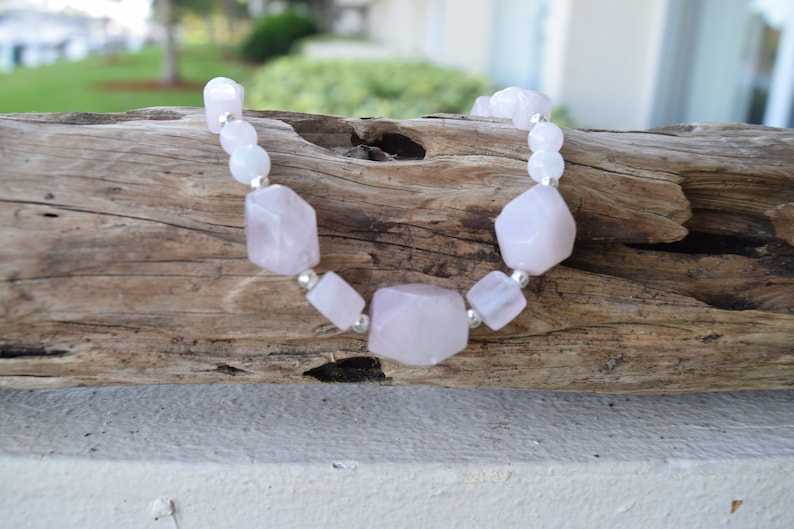 Beaded Necklace Crystal Healing Necklace Rose Quartz Sterling Silver Necklace Women/'s Necklace Modern Hippie Unconditional Love Jewelry