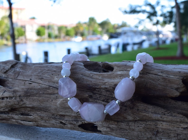 Beaded Necklace Crystal Healing Necklace Rose Quartz Sterling Silver Necklace Women/'s Necklace Modern Hippie Unconditional Love Jewelry