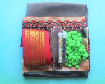 Vintage sari fabric bundle, sari fabric bundle, sari fat quarters, sari remnants, boho sari fabric, sari for crafts, yellow and red