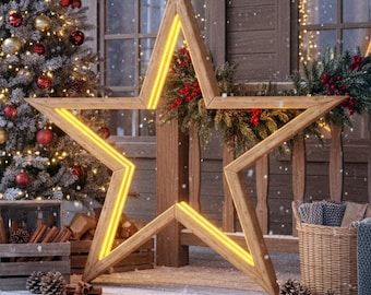 Deko Stern Projektplan: Großer Weihnachtsstern mit LED Beleuchtung (Digitaler Download)