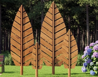 Riesiges Blatt aus Holz: Moderne Gartenskulptur & Landschaftsdekoration - Digital Download