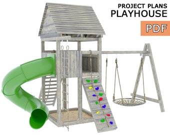Playhouse build plan for kids, Playset DIY, Treehouse - Digital Download Only