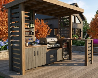 Schritt-für-Schritt Pläne für eine Outdoor-Küche aus Holz - Nur digitaler Download