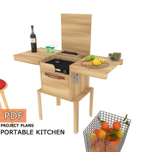 Cocina portátil para acampar DIY, cocina móvil organizada, caja de cocina, caja de almacenamiento, almacenamiento al aire libre - Solo descarga digital