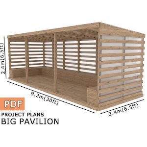 Modern pergola, patio plan, shelter plan, covered shelter, outdoor house, pavilion plan - Digital Download Only