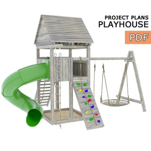 Playhouse build plan for kids, Playset DIY, Treehouse - Digital Download Only